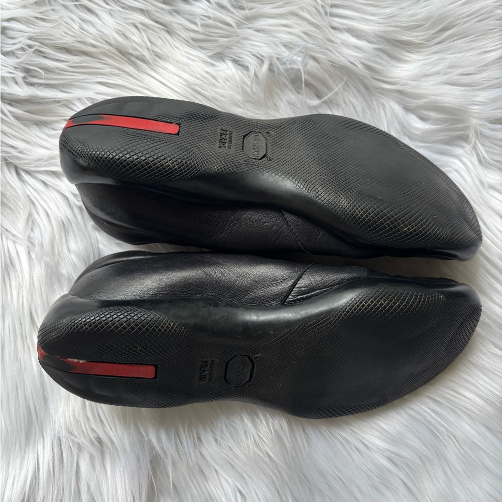 Prada Linea Rossa Black Leather Loafers Size 37.5 (PR2351) — Unisex Style - Picture 3 of 9